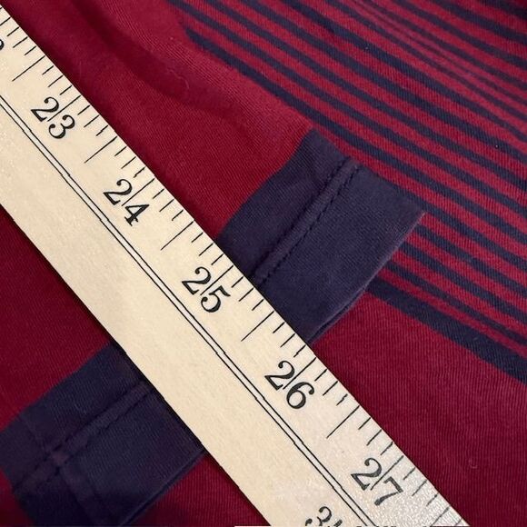 Tory Burch Pima Cotton Long Sleeve Top Burgundy Red and Navy Blue Size Small - Picture 6 of 7
